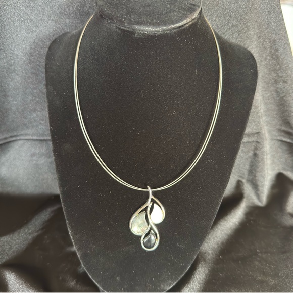 Vintage Lia Sophia Necklace, Double Silver Tone Wire, Stylish - Picture 2 of 2